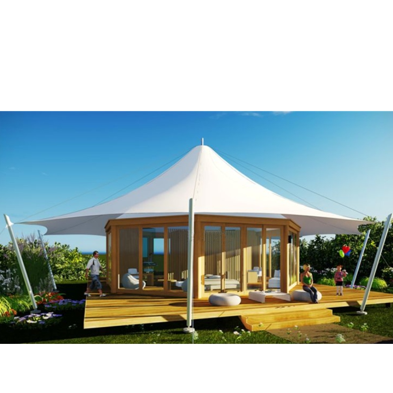 Előre gyártott házak Izzó sátrak A luxus sátorhotel üdülőhely Ausztráliában, nappali hálószobával és fürdőszobával
